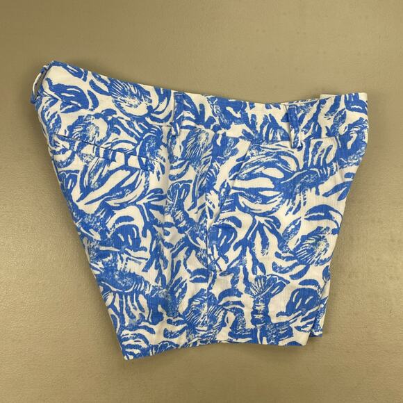 Lilly Pulitzer Callahan Shorts Womens 0 Blue White Lobster Crab Nautical 30x5" - Picture 4 of 16